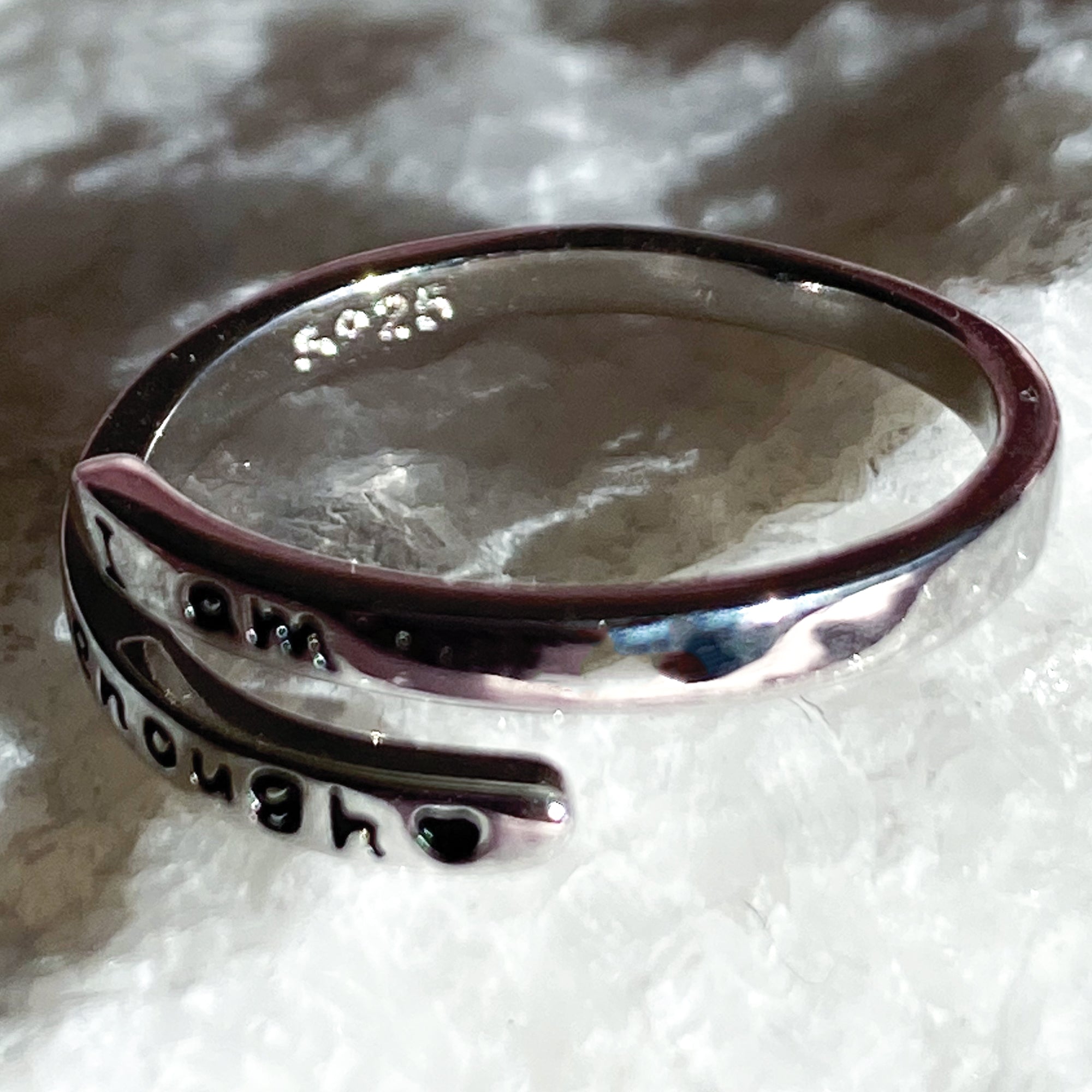 "I am enough" Open Ring - Sterling Silver