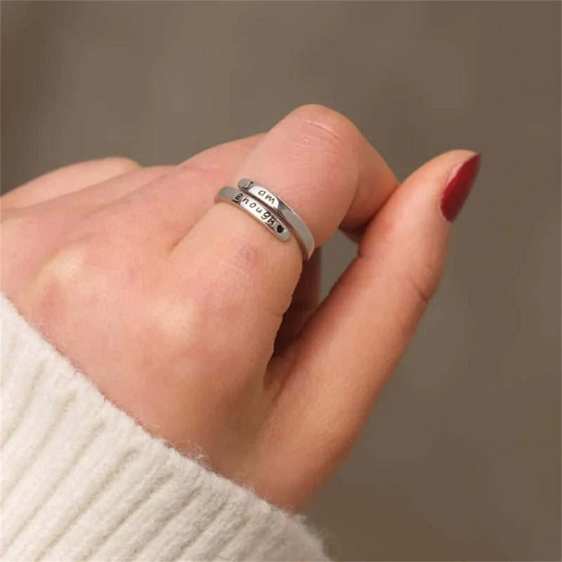 "I am enough" Open Ring - Sterling Silver