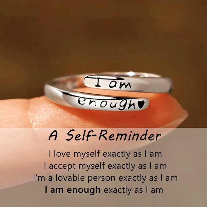 "I am enough" Open Ring - Sterling Silver