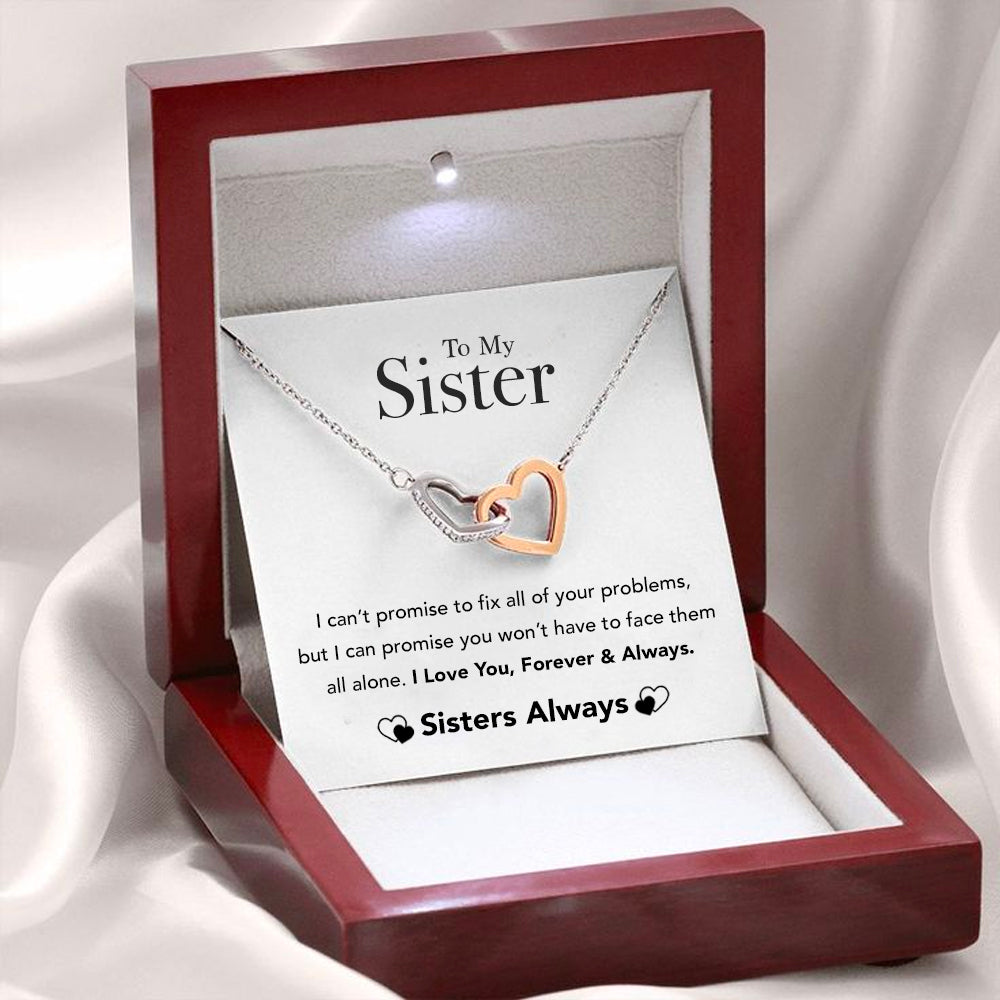 To My Sister - Forever & Always - Sterling Silver Interlocking Hearts Necklace