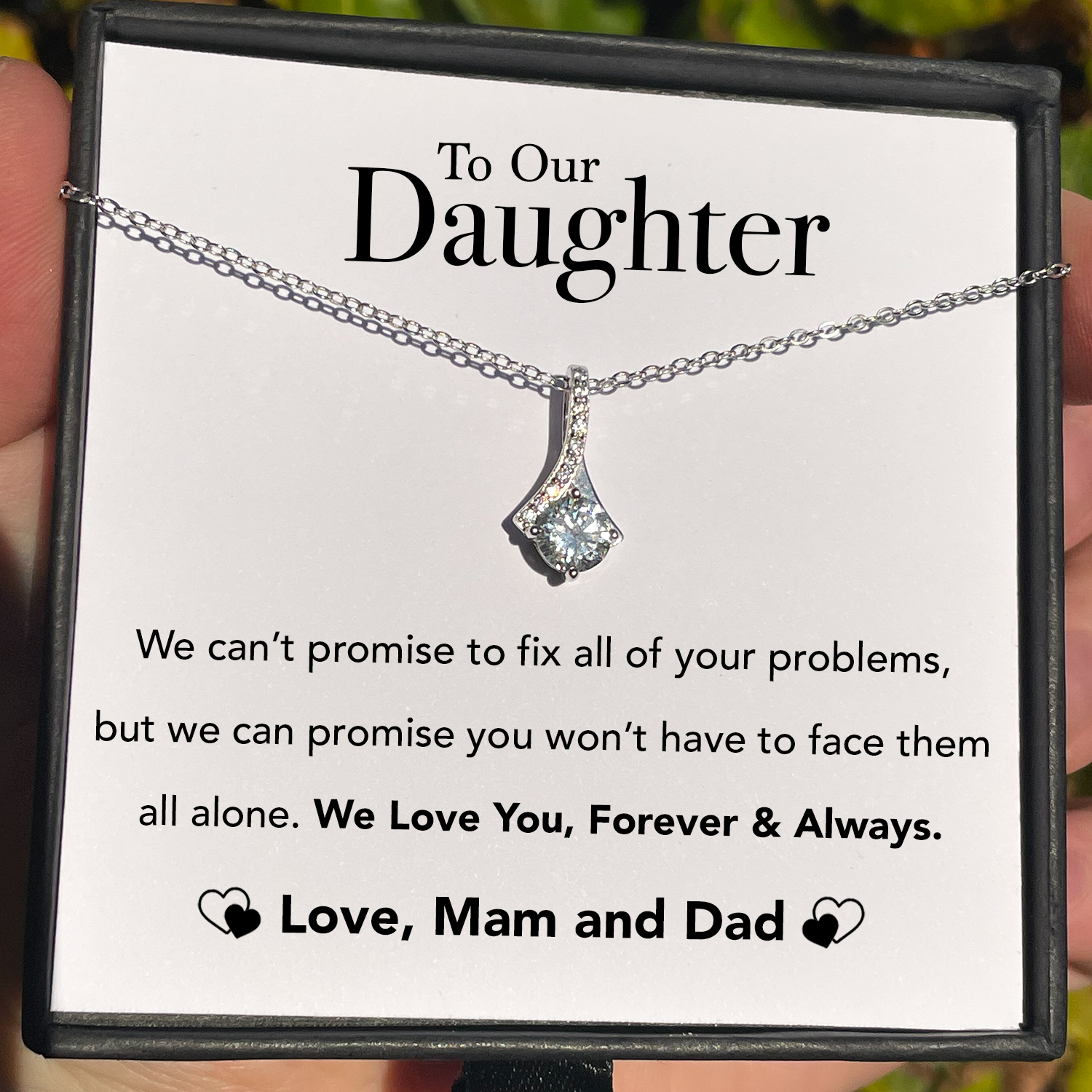 To My Daughter - Forever & Always - Sterling Silver Waterfall Necklace